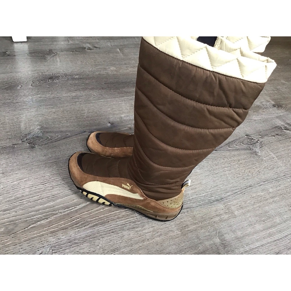 Women's Size 8 Vintage Puma Boots Brown Suede / Puffer Boots Y2k #300697 03